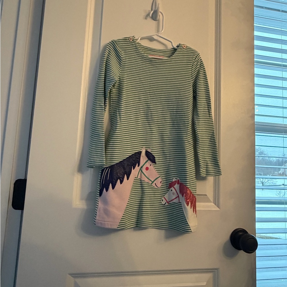Joules Green and White Striped Dress